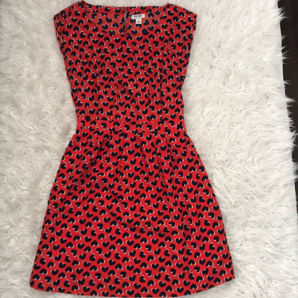 Dress- adorable red with navy hearts